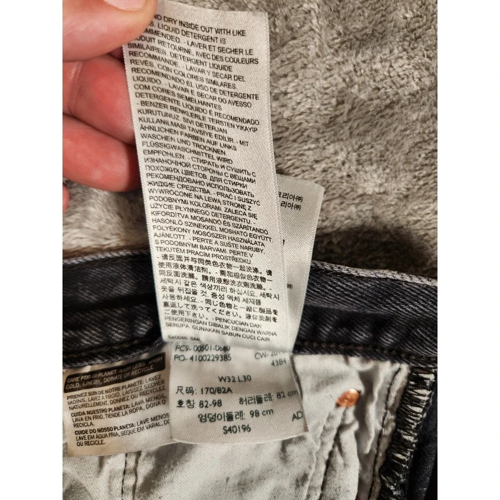 Levi's 501 Jeans Men's‎ 30X29 (Tag 32X30) Black Straight Baggie Button Fly